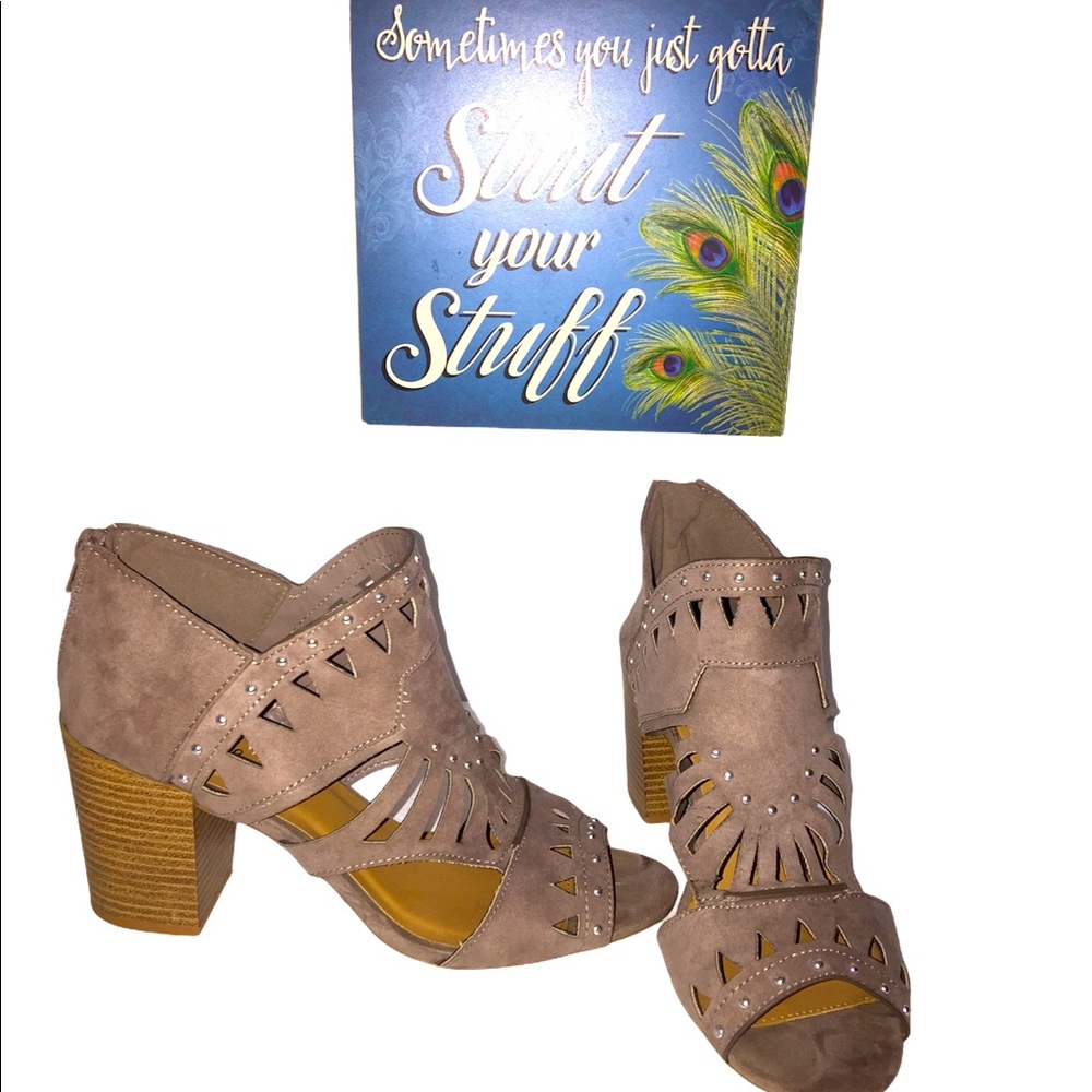 Sexy Qupid laser cut open toe booties